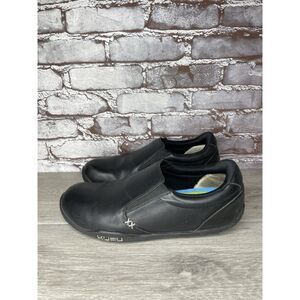 Kuru Black Leather Slip On Casual Comfort Loafers Shoes Men Sz 9M Wide US/42EU